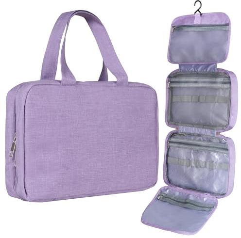 Travel Waterproof Foldable Dry Hanging Case for Accessories, Wet Separated Wash Bag (purple)