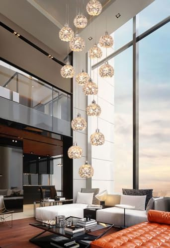Lampe Suspendue à LED à Longue chaîne Blanche pour Appartement, loft, immeuble Duplex, éclairage de Plafond à Spectre Complet pour la Protection des Yeux (Taille : 9 têtes)