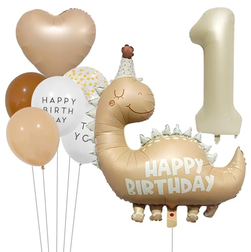 LUYIEDHA Dino Geburtstagsdeko 1 Jahr Junge, Dino 1. Geburtstag Luftballon Set, 1 Jahr Geburtstag, Dinosaurier Happy Birthday Ballon1 Geburtstagsdekoration (Multicolor A)