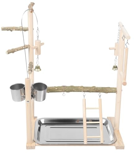 Papageien Holz Stehstange für Vogelkäfige, Spielplatzleiter und Balance | 1 Satz, Beige Holz, Dekoration für Käfige, Geeignet für Papageien und Andere Vögel