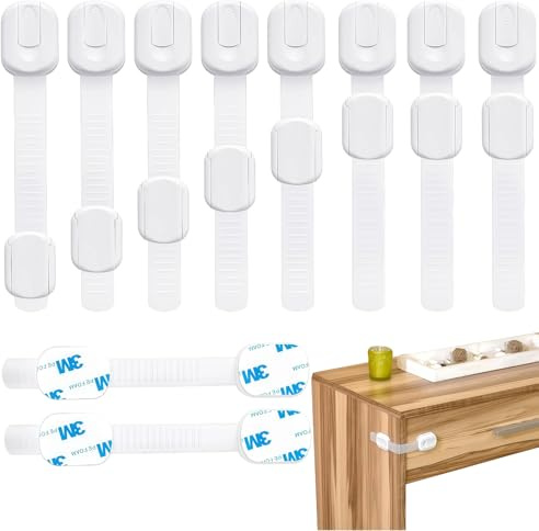 10 Stück Kindersicherung für Schrank und Schubladen,Schubladensicherung für Baby und Kinder für Tür Schränke Kühlschrank, kindersicher & rückstandslos entfernbar
