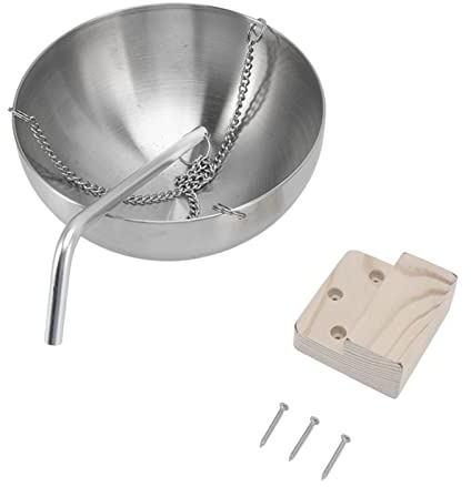 Agatige Bol d'huile d'aromathérapie de Sauna, Bol de Sauna, Tasse d'huile d'aromathérapie Suspendue en Acier Inoxydable avec Bloc en Bois avec Bras oscillant et couvercles à vis (L 20cm)