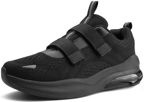 CENNID Chaussures Imperméable Marche Homme Chaussures Diabétiques Baskets Orthopédiques Antidérapantes Scratch Réglable pour Pieds Sensibles, Noir 47 EU