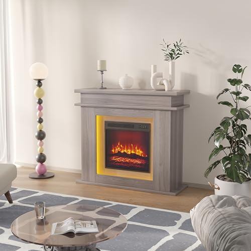 Cheminée Electrique, Effet Flamme 3D Réaliste, Lampe de Cheminée Tactile, 750-1500W, Style Contemporain, 101 * 34.5 * 88.8cm (Couleur Chêne, 101 * 34.5 * 88.8)