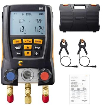 Manómetro de refrigeración Testo 550 - conjunto de manómetros con sonda de potencia y dos sondas de presión