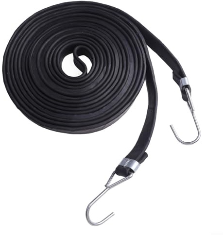 Cuerda elástica extra larga para bicicleta, motocicleta, coche, amarre elástico resistente con ganchos, 2,5 m, 3,5 m, 5 m, negro, goma de butilo (5 m)