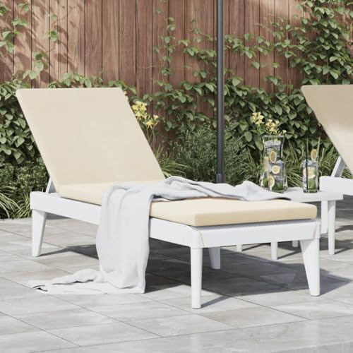 Mandloder Sonnenliege Weiß 186x60x29 cm mit Verstellbarer Rückenlehne, UV-Beständigem PP-Material und Bequemer Auflage für Garten, Terrasse, Pool