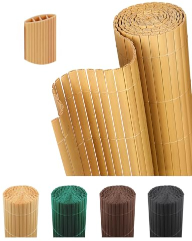 paramondo PVC Sichtschutzmatte Dreifache Verstärkung Innen 150x300cm Bambus | Privatsphäre Balkon Sichtschutz Zaun für Garten Terrasse, Sichtschutzzaun Windschutz Wetterfest mit Strukturierte Oberfläche