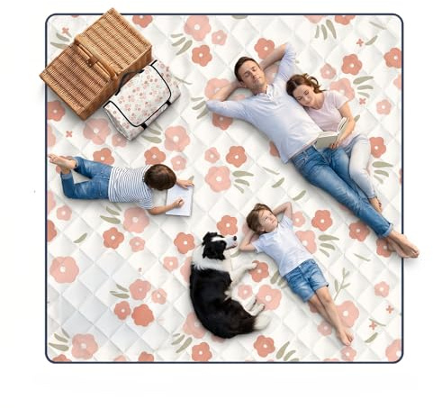 MinXin Manta de Picnic 200 x 200 cm, Esterilla de Picnic, Manta Plegable Portátil, con Asa, Manta de Camping Impermeable, Esterilla Playa, para Barbacoa al Aire Senderismo Parque Jardín(Naranja)