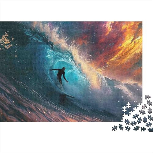 Surfer auf Welle 1000 Teile RECYCELTEN KARTON für Erwachsene Gehirntraining Surfer Welle Puzzle für Wanddekoration & Geschenke Tolle Geschenkidee 70x50cm/1000 Teile