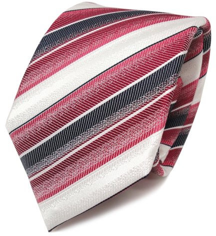 TigerTie Designer Seidenkrawatte in rot karminrot weiss blau gestreift