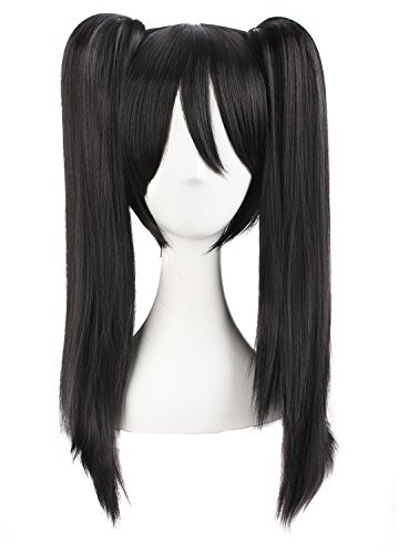 MapofBeauty 20/50cm medio lacio seorita en trenza Pelucas (negro)