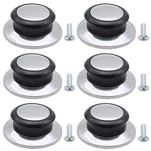 DXLing 6 Stücke Hitzebeständige Topfdeckelknopf Ersatzgriff Universalgriff für Topfdeckel Pfannendeckel Kochgeschirr Topfdeckelgriff aus Edelstahl und Bakelit Ersatzdeckelknöpfe für Home Küche