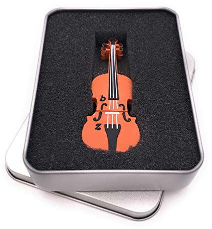 Onwomania Geige Violione Celle - Memoria USB (128 GB, USB 3.0, en caja de regalo de aluminio), color marrón