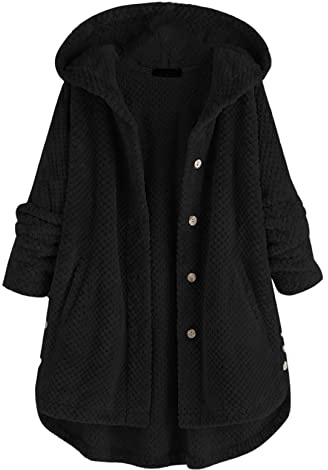 Kvinnors Huva Dubbelsidig Fleece -kappa, Plus Storlek I Mitten Av Längd Jacka För Damer