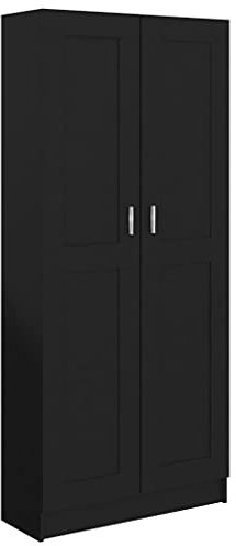 vidaXL Bücherschrank mit 5 Fächern 2 Türen Büroschrank Aktenschrank Bücherregal Schrank Aktenregal Standregal Schwarz 82,5x30,5x185,5cm Holzwerkstoff