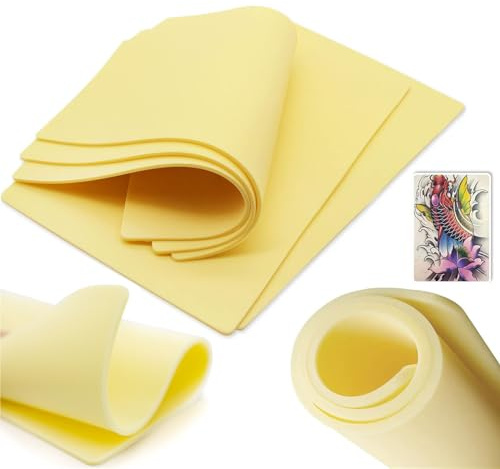 EIPTWH 5PCS Tattoo Practice Skins, 5 Sheets 12x8 3mm Silicone Thickness, Double-Sided Reusable Tattoo Real Skins for Beginners