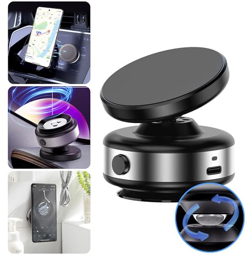 Foluu Auto Magnetische Handyhalterung, 360° Drehbar Auto Navigationshalter, Doppelseitige Magnetische & Vakuum Adsorption, für Windschutzscheibe, Armaturenbrett, Küche, Schlafzimmer, Büro