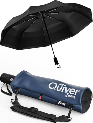 Windproof Travel Umbrella - Compact & Withstands Winds up to 85MPH, Strongest Premium Auto Folding Umbrella for Rain and Sun - Durable, Light & Portable for Women & Men, Fits Backpack & Cars