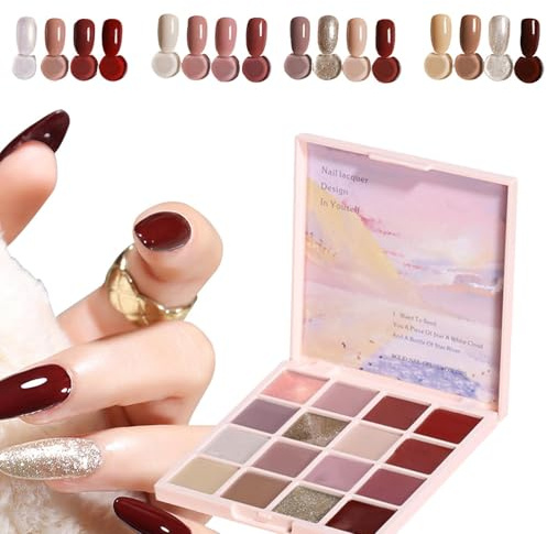 Acunny Solitt gelnagellack, krämgelnagellack, 16 färger – gelpalett med 16 färger – fast gelnagellack, manikyrpalett för kvinnor