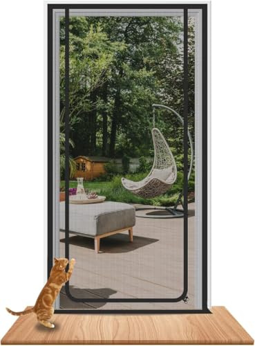 Earrck Katzen-Fliegengittertür mit Reißverschluss, Maße: 91cm x 214cm