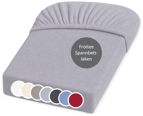 liebling Frottee Spannbettlaken, Spannbetttuch 180x200-180x200 cm, Frottier Bettlaken 80% Baumwolle / 20% Polyester, Matratzen bis 25 cm Höhe, Rundum Gummizug, Ökotex, waschbar 60 Grad, grau