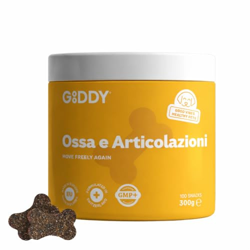 Gooddy – Integratore condroprotettore per cani. 100 snack, 300 g – con glucosamina HCl, condroitina, MSM, collagene e vitamine C & E. Antinfiammatorio per anche, artrosi, ossa