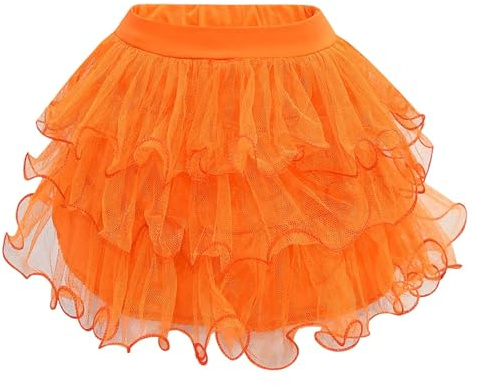 Generico Gonna Bambina 2-15 Anni Elegante Minigonna Tulle Principessa Corta Costume Carnevale Festa Compleanno Tutu Ballerina Danza Classica Gonne Ragazza (Arancia, 4-5 Anni)