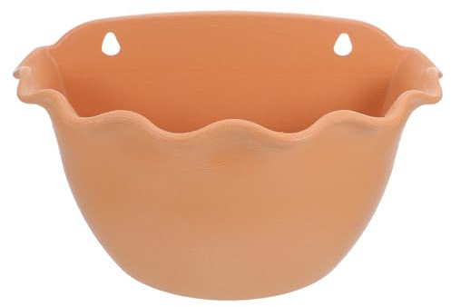 OSALADI Vaso da Parete Sospeso Semicerchio in Plastica Marrone, Fioriera da Appendere al Muro per Esterni e Interni, Contenitore per Fiori da Giardino, Forniture da Giardino Elegante