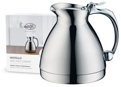 alfi HOTELLO 0,30l, Isolierkanne aus doppelwandigem Edelstahl, hält 4 Std. warm, 6 Std. kalt, locker aufliegender Deckel, mit einer Hand ausgießen, plastikfrei, spülmaschinenfest, für Gastronomie