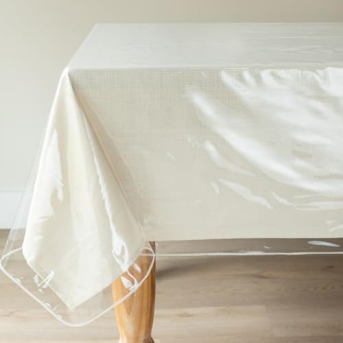 Benson Mills Heavy Duty Crystal Clear Plastic 100% Waterproof Tablecloth Protector, Vinyl PVC Table Cloth, Oil Spill Proof Wipe Clean Table Cover Tables (70 x 108 Extra Wide Rectangular/Oblong)