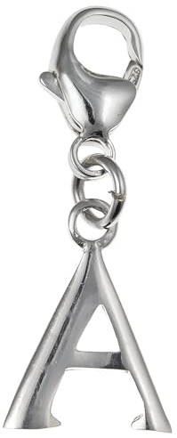 Versalbokstav A-Z alfabet initial 925 sterling silver clip-on berlock hänge med hummerlås för kvinnor – enkel eller kubisk zirkon bokstavsberlocker kompatibel med Thomas Sabo berlocker armband