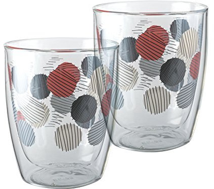 La Cafetière Set of 2 Double Walled Coffee Cappuccino/Latte/Tea Glasses, Multi-Colour