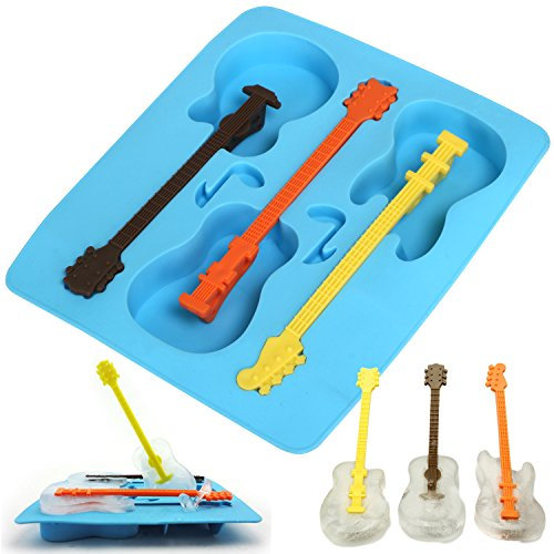 TRIXES Novità! Stampini per il ghiaccio in silicone di colore blu a forma di chitarra.