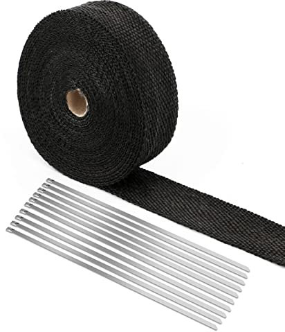 KingSaid Ruban de protection thermique pour collecteur d'échappement de moto - 15 m x 5 cm - Avec 10 serre-câbles - En acier inoxydable