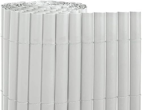 Suinga - WEISSER SICHTSCHUTZZAUN aus PVC 2 x 5 m, für Gärten, Terrassen und Balkone.