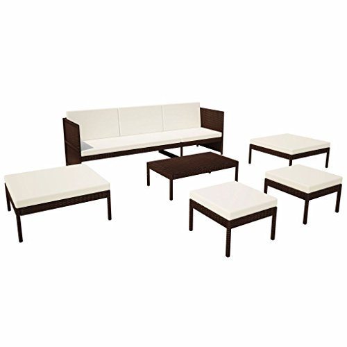 Tidyard Modular 15-teilig Rattan-Gartensofagarnitur Garten-Sofagarnitur Möbel-Set Mit 1 Dreisitzer-Sofa,1 Couchtisch,2 große Ottomanen,2 kleine Ottomanen,3 Rückenkissen und 6 Sitzkissen