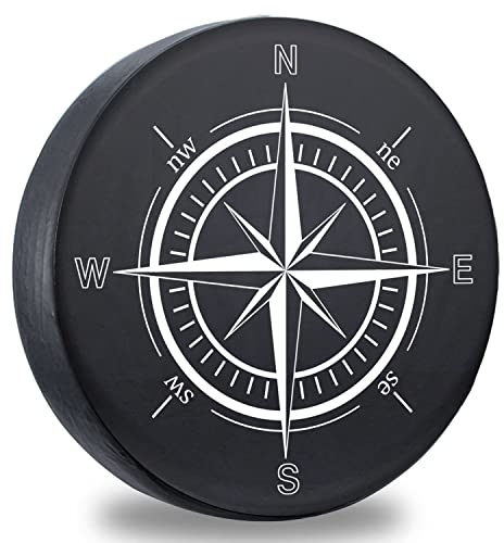 DKIIGAME Funda para neumático de Repuesto, Cuero de Vinilo Resistente a la Intemperie para Jeep Wrangler Sahara, Hummer H3, Toyota FJ, Remolque, RV, Todoterreno, camión, Estampado brújula 81-84 cm