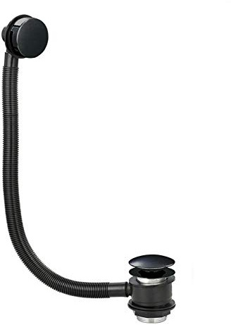 Matt Black Clicker Bathroom Bath Waste Pop Up Click Clack Plug Overflow Drain Kit Full Cover