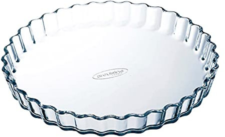 Ô Cuisine - Molde de vidrio rizado para tarta 1,3 litros, fuente de vidrio, 27 x 3,5 cm