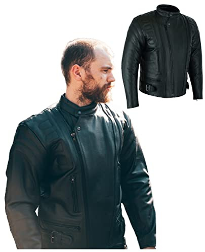 Texpeed Motorrad lederjacke herren mit protektoren - Schwarz Winter/Sommer Gesteppt echtleder Bikerjacke - Motorrad mit original biker rüstung gepanzert (EN 1621-1) Schutz - XL