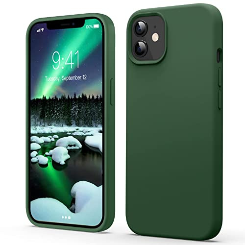 Flyzoo Flüssige Silikon Hülle für iPhone 12/12 Pro (6,1), Kratzfest & Anti-fingerabdruck Handyhülle mit Rundumschutz: 4-Schicht Schutzhülle, Erhöhter Rand für Bildschirm & Kamera, Klee Grün