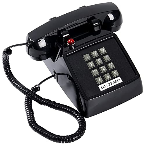 HTMengt Retro Traditional Landline Phone (Ringing Indicator), Classic 2500 Analog Desk Phone Hearing Aid for Elder, Vintage Corded Desk Telephone for Landline Large Button,Old School Phone Home,Black