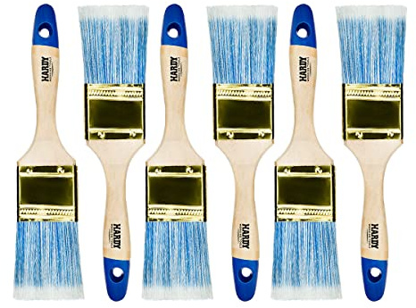 Hardy Working Tools platt penselset 6 st, 50 mm, serie 42 – lasyrpensel för trä, lackpensel för metall med ljusa syntetborst