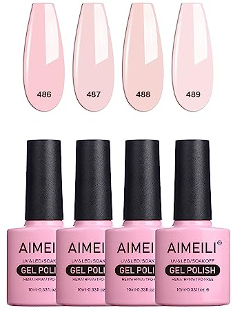 AIMEILI UV LED Gellack mehrfarbig ablösbarer Gel Nagellack Nude Gel Nail Polish Set - 4 x 10ml - Kit Nummer 28