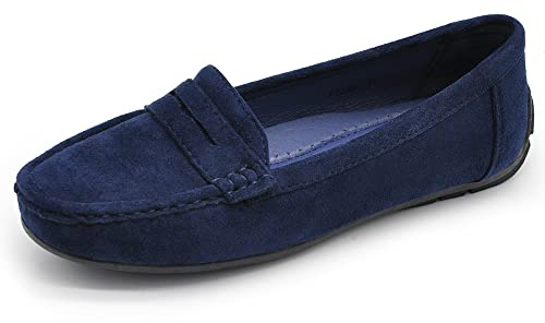 IF Fashion Scarpe Mocassini Slip On Loafers Morbidi Donna con Strass Pietri Camoscio Scamosciato FT245