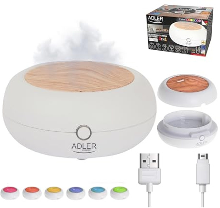 Adler Europe AD7969 Duftöldiffusor, Ultraschall-Luftbefeuchter, Aromatherapie-Diffusor, LED-Beleuchtung mit 7 Farben, Stimmungslampe