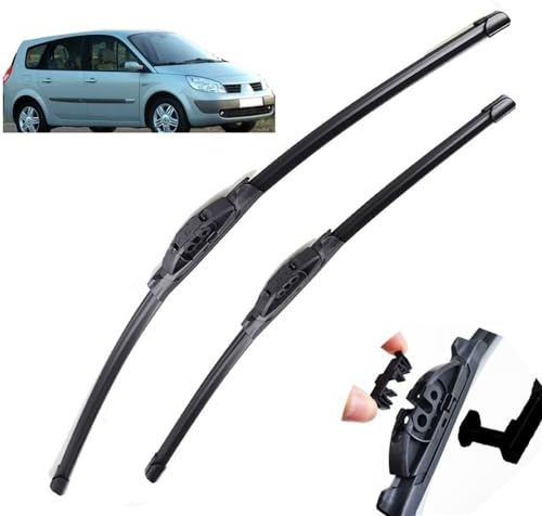 Balais d'essuie-glace avant de voiture compatible avec Renault Scenic II Grand Scenic II 2 2003 2004, brosses de pare-brise 26+21