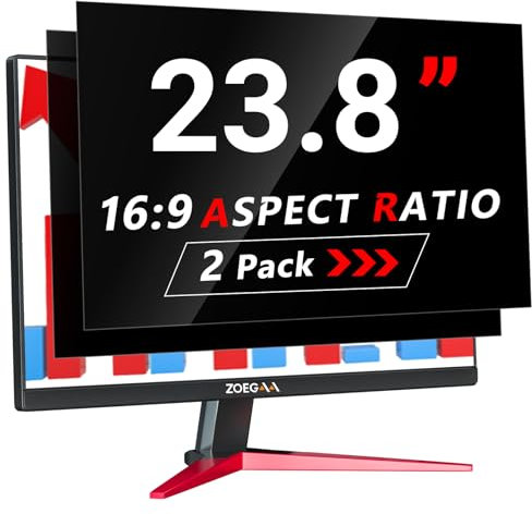 ZOEGAA Confezione da 2 Pellicole Privacy Monitor 23.8 Pollici per Computer 16:9 - Filtro Privacy Antiriflesso con Protezione Luce Blu per PC, Rimovibile a Doppia Faccia, Protezione Dati a 181°
