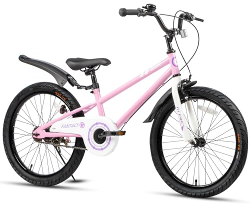 Glerc Bicicleta Infantil de 20 Pulgadas con Kickstand y Guardabarros para niños y niñas de 7 8 9 10 11 12 13 años, Color Rosa